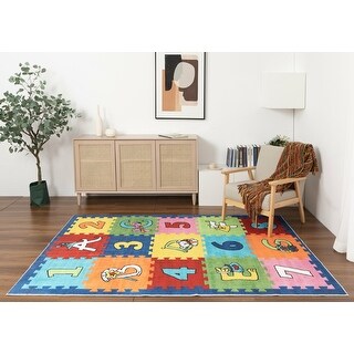 Kids Collection Colorful Numbers & Letters Design Playful Rug - Bed ...