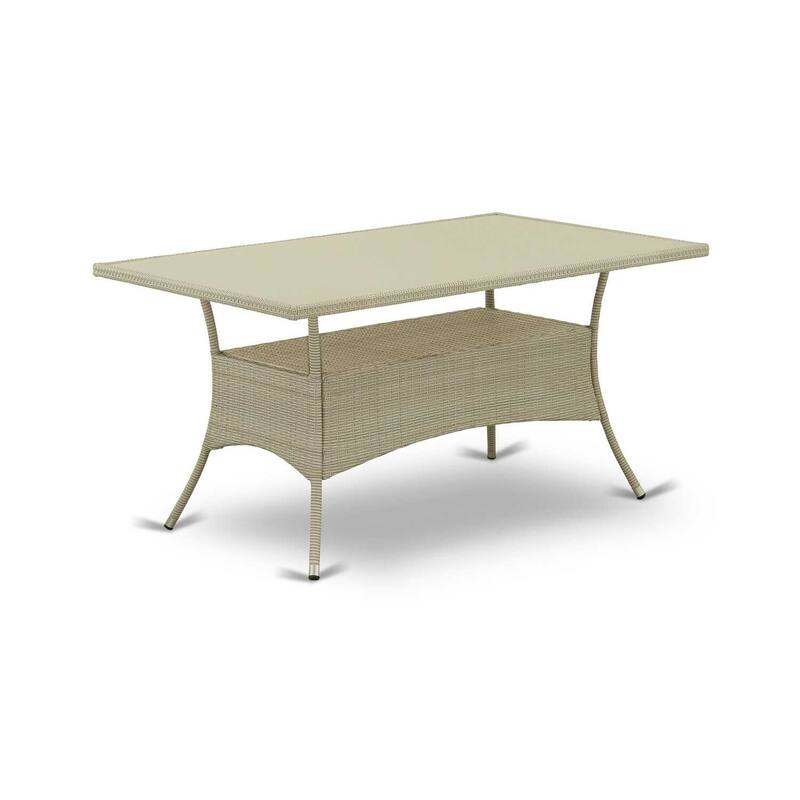 HomeStock 7-Piece Natural Oak Finish Solid Wood Top Dining Table with 6 Chairs with Lattice Back