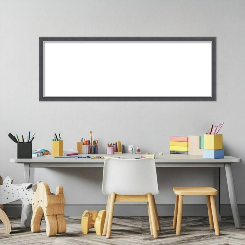 Amanti Art Eva Black Silver Thin Framed Dry Erase Magnetic Board