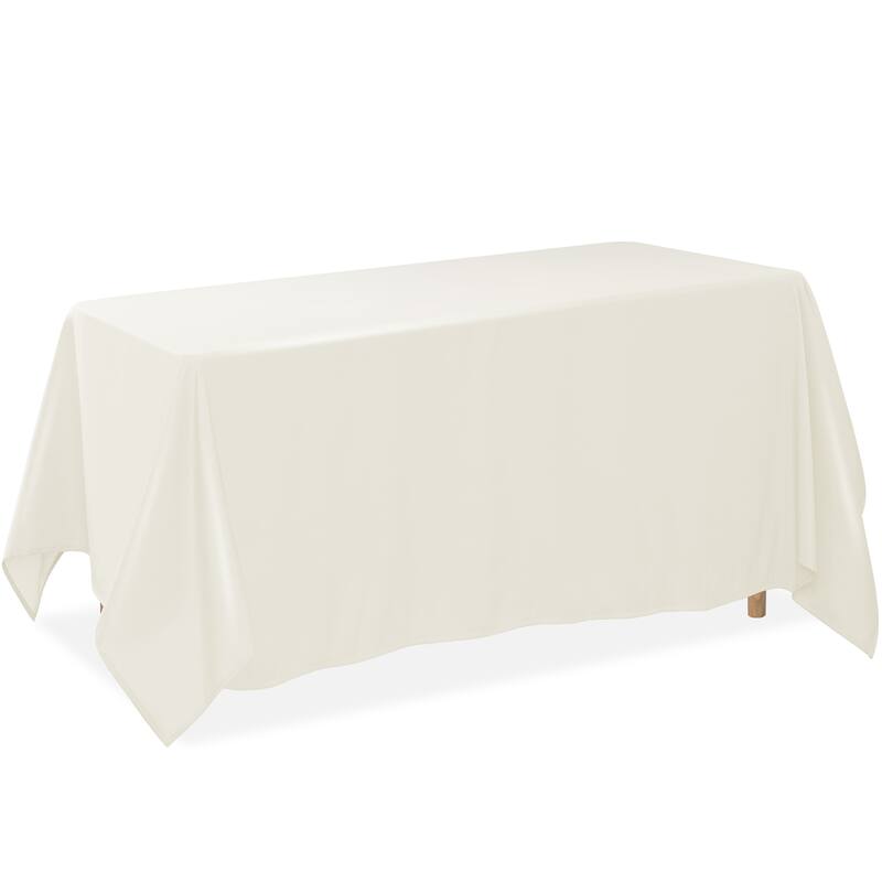 90 x 156in Rectangular Polyester Tablecloth Ivory - Single