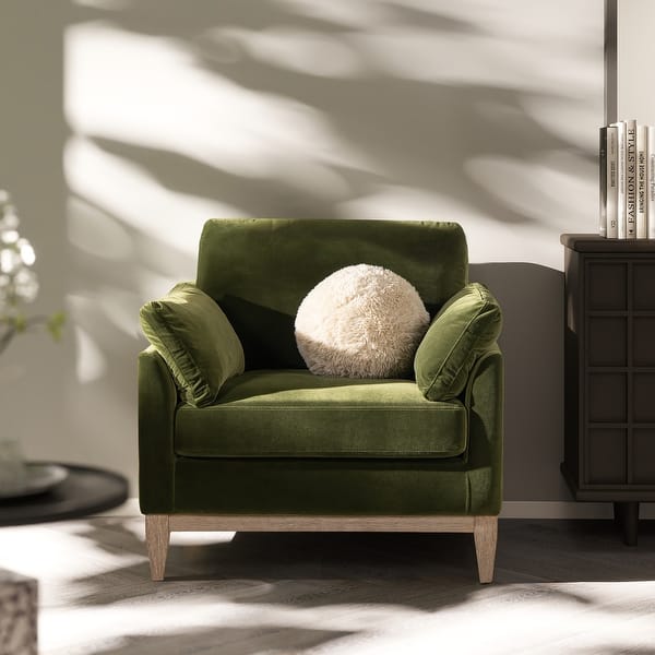 slide 2 of 25, Pasadena 36" Wide Modern Farmhouse Velvet Accent Arm Chair