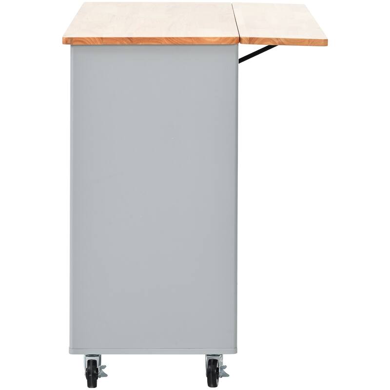 Kitchen Island with Drop Leaf, LED Light