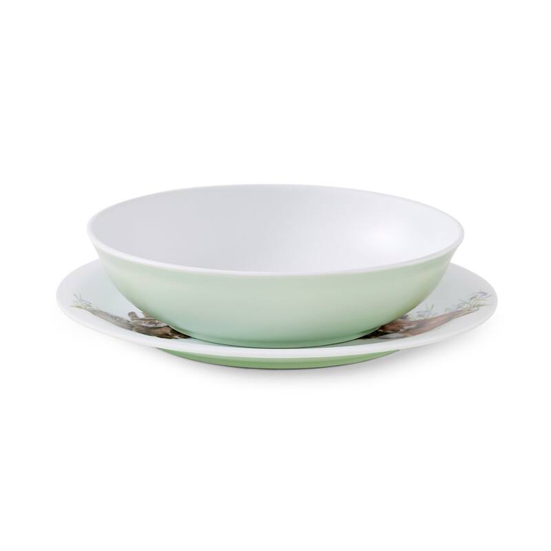 Royal Worcester Wrendale Designs Little Wren Plate & Bowl Set - Plate is 8.3 in, Bowl is 7.1 in