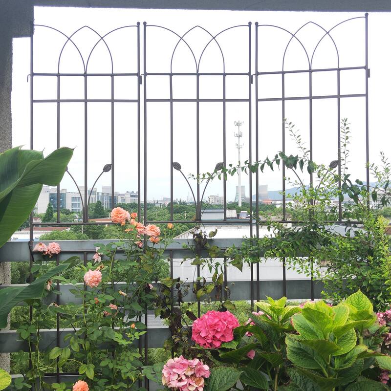 Anmytek 2 Pack Metal Garden Trellis 71" x 17.7" Rustproof Trellis for Climbing Plants Outdoor Flower Support Brown