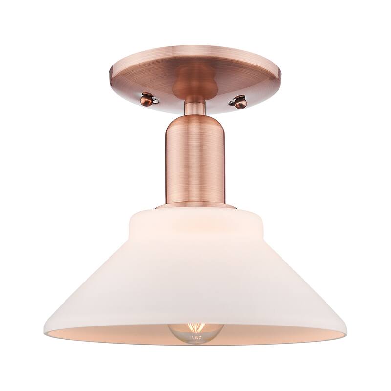 Innovations Lighting Endless Possibilities Arcadia - Orwell - 1 Light 8" Semi-Flush Mount - Antique Copper/Matte White