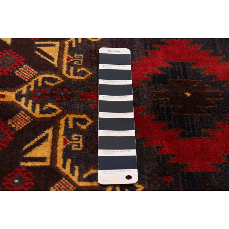 Teimani Navy, Red Rug 3'10" x 6'6" - 3'10 x 6'6