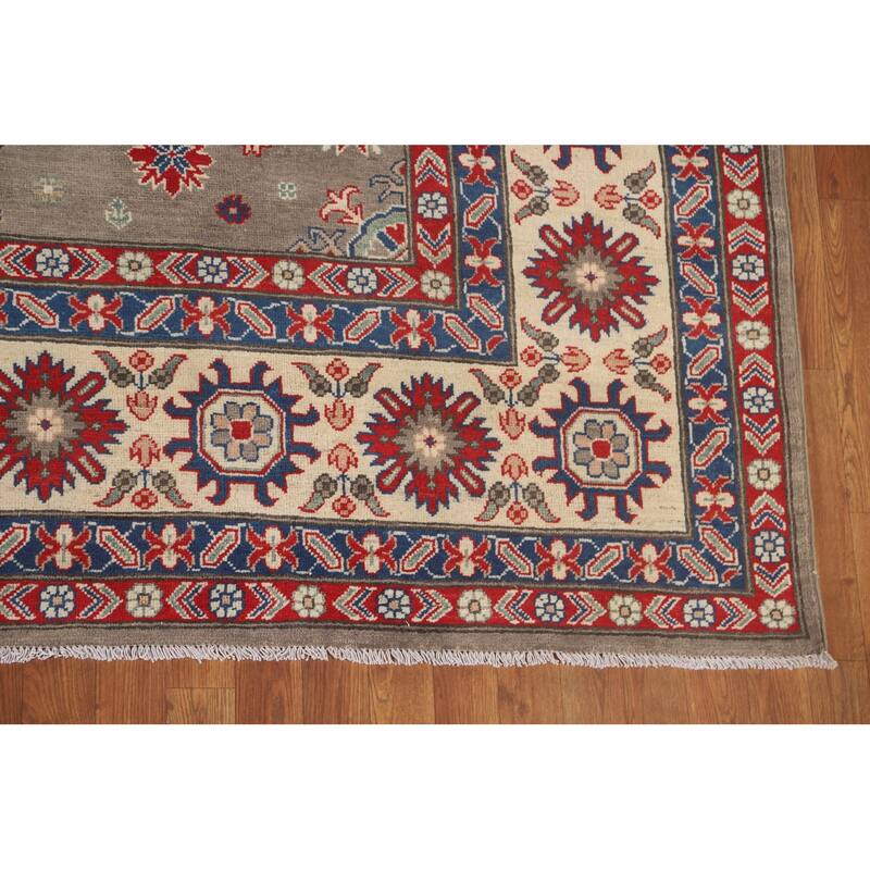 Geometric Kazak Area Rug Handmade Oriental Wool Carpet - 9'11"x 12'10"