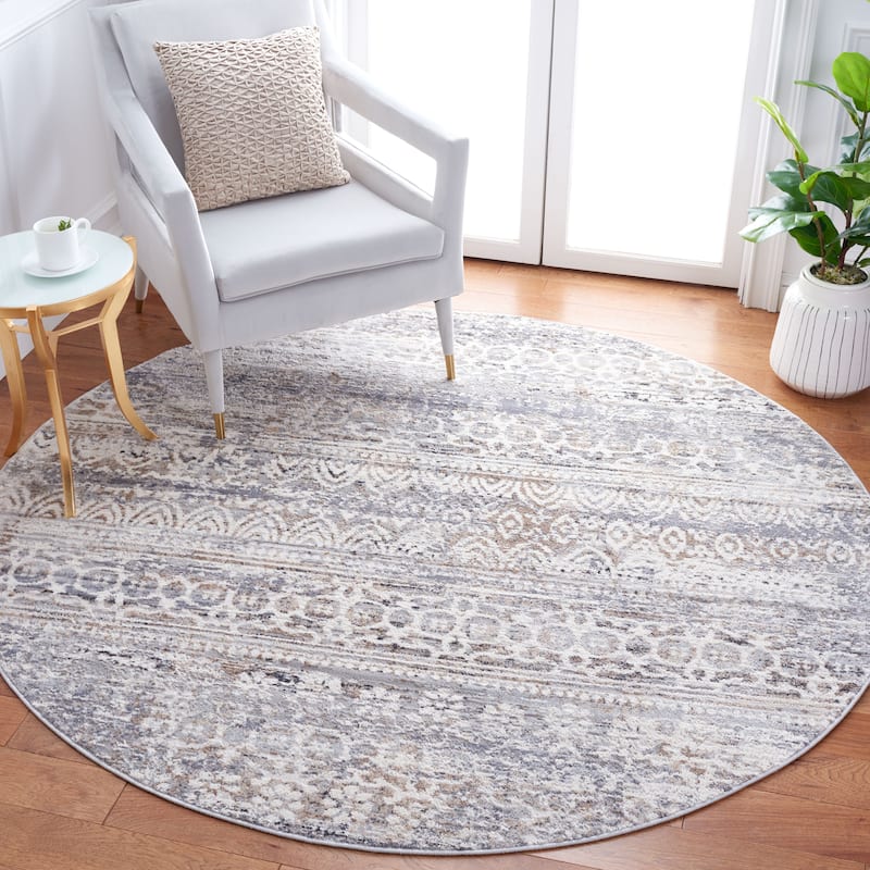 SAFAVIEH Amelia Petty Distressed Rug - 6'7" Round - Grey/Gold