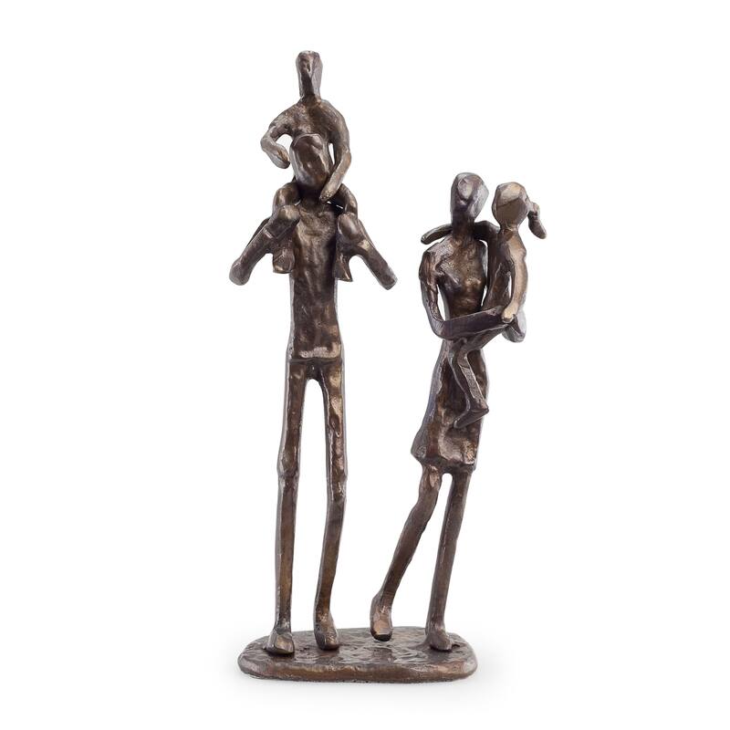 Parents Carrying Children Figurine - 8.5" - Bronze