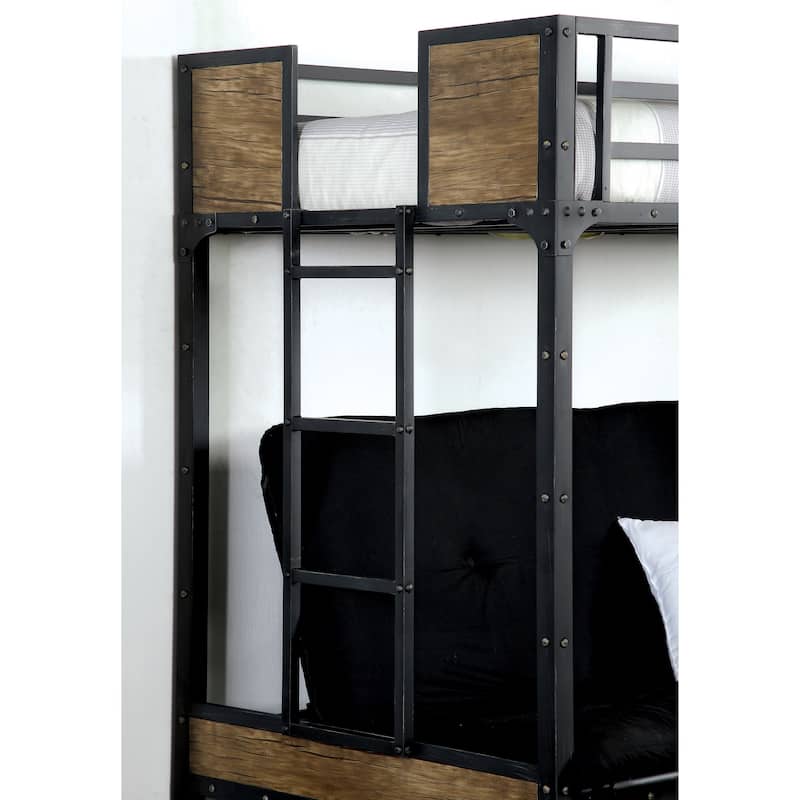 Jown Transitional Black Twin Metal Naillhead Futon-base Loft Bed by Furniture of America