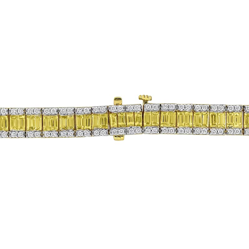 Miadora 14k Gold Diamond and Sapphire Tennis Bracelet 7.25"
