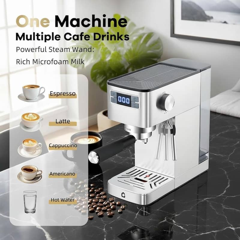 20 Bar Espresso Machine, with Removable Water Tank