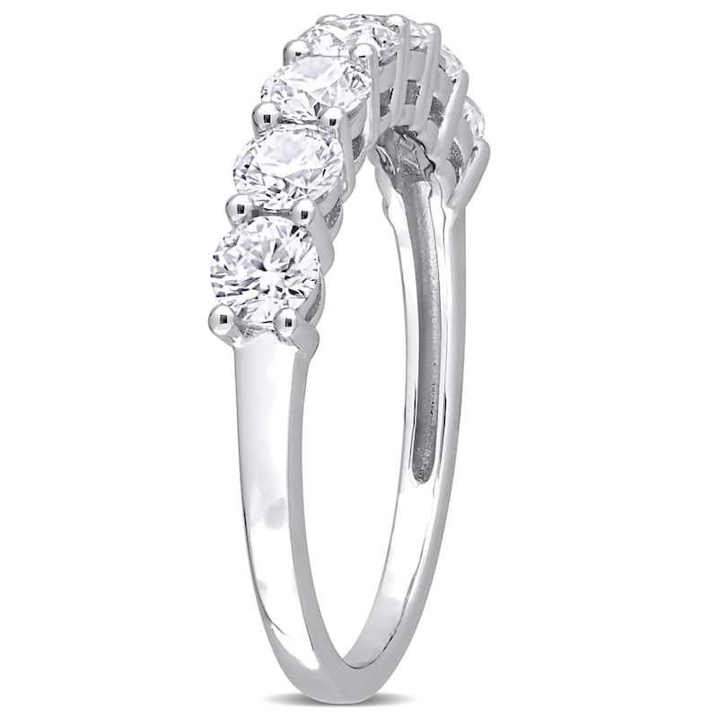 Miadora 1ct DEW Moissanite Semi-eternity Sterling Silver Anniversary Band