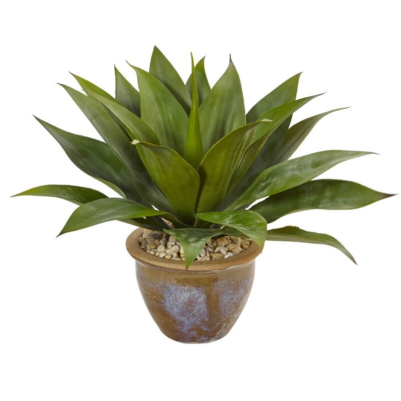 Artificial Succulent Plant in Pot - 14" Faux Desert Arrangement for Home Decor - Green