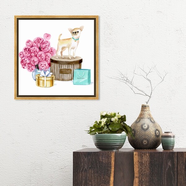 Oliver Gal 'Creamy chic chihuahua Square' Animals Wall Art Framed