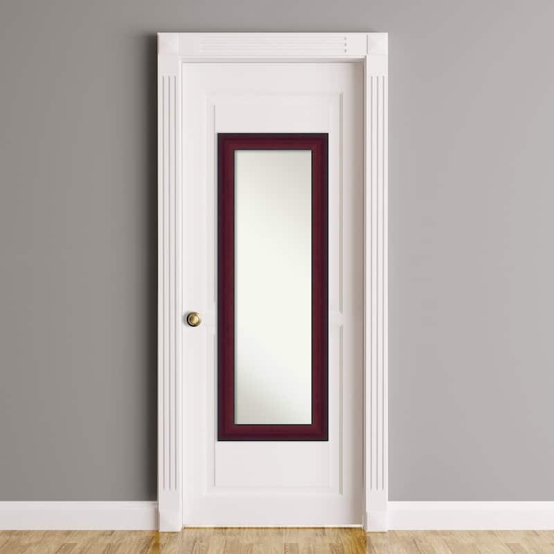 Canterbury Cherry Non-Beveled Wood Framed Full-Length On the Door Mirror - Canterbury Cherry - Glass Size 14x48
