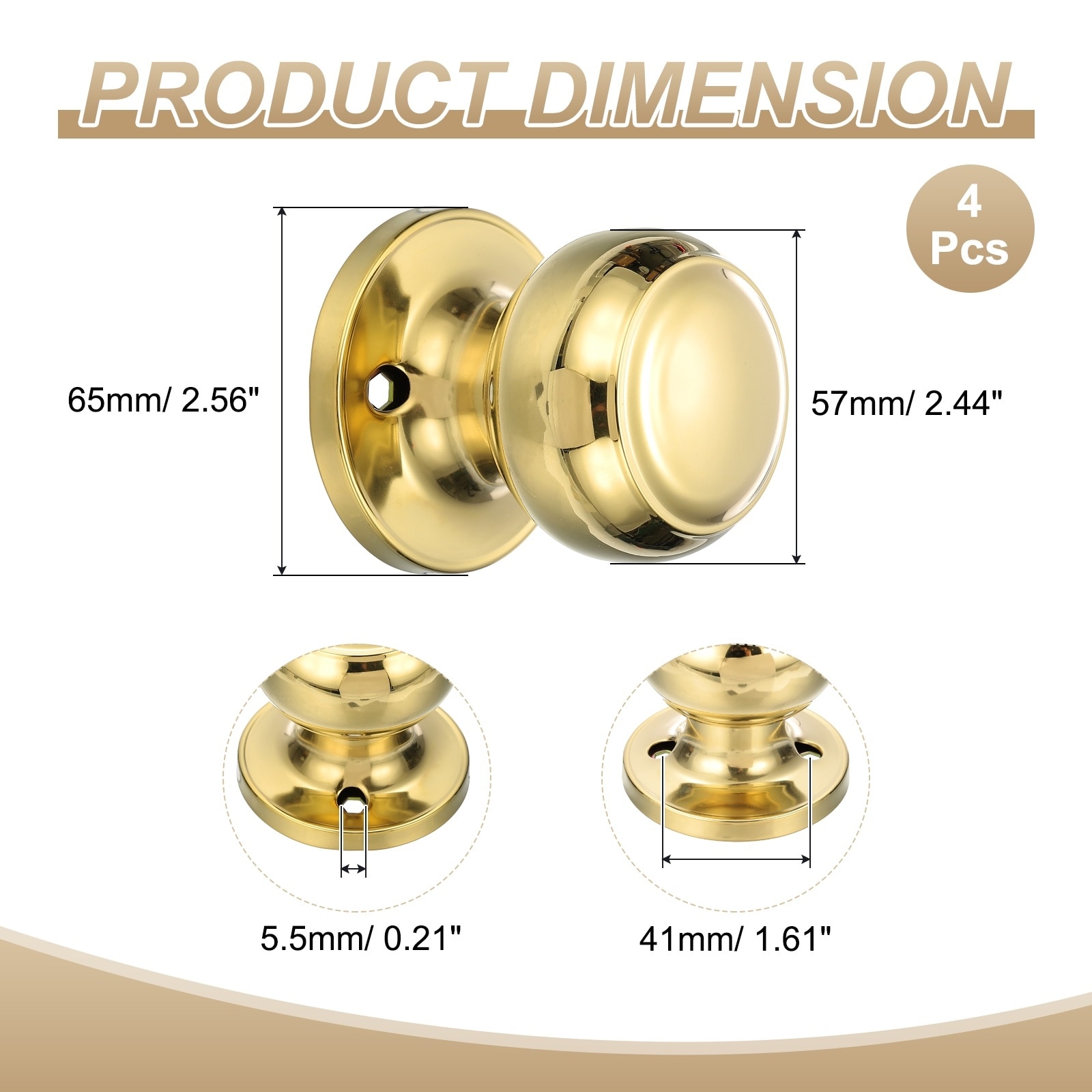 Dummy Door Handles Round Stainless Steel Knobs Non-Turning One-Half Side Knob