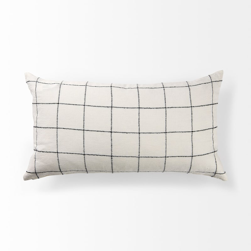 Suzanne White & Black Square Pattern Decorative Pillow Cover