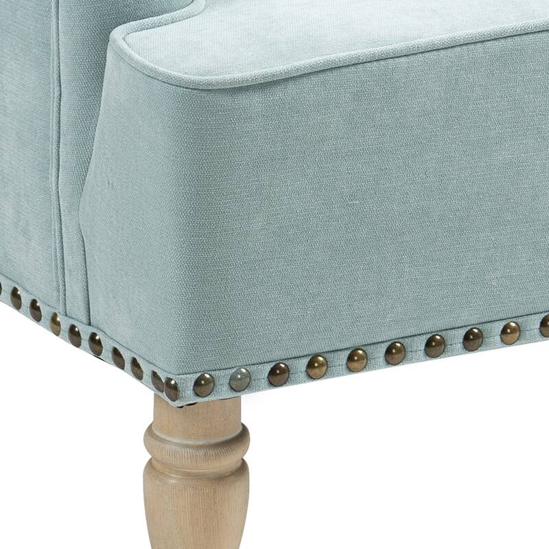 Modern Accent Chair with Retro Wooden Legs & Nailhead Trim