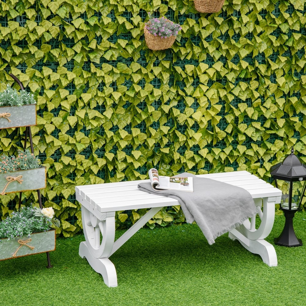 Outsunny 2-Person Wood Outdoor Garden Bench with a Unique Wheel Designed Legs - 38.5" W x 19.75" D x 15.5" H