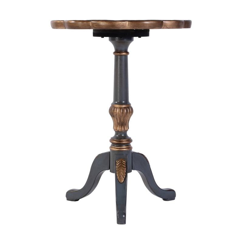 Dansby 20 in. W Round Wood Scalloped Edge Pedestal Side Table