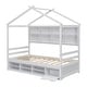 preview thumbnail 11 of 10, Wooden Twin House Bed with Bedside Built-in Storage Shelves for Home