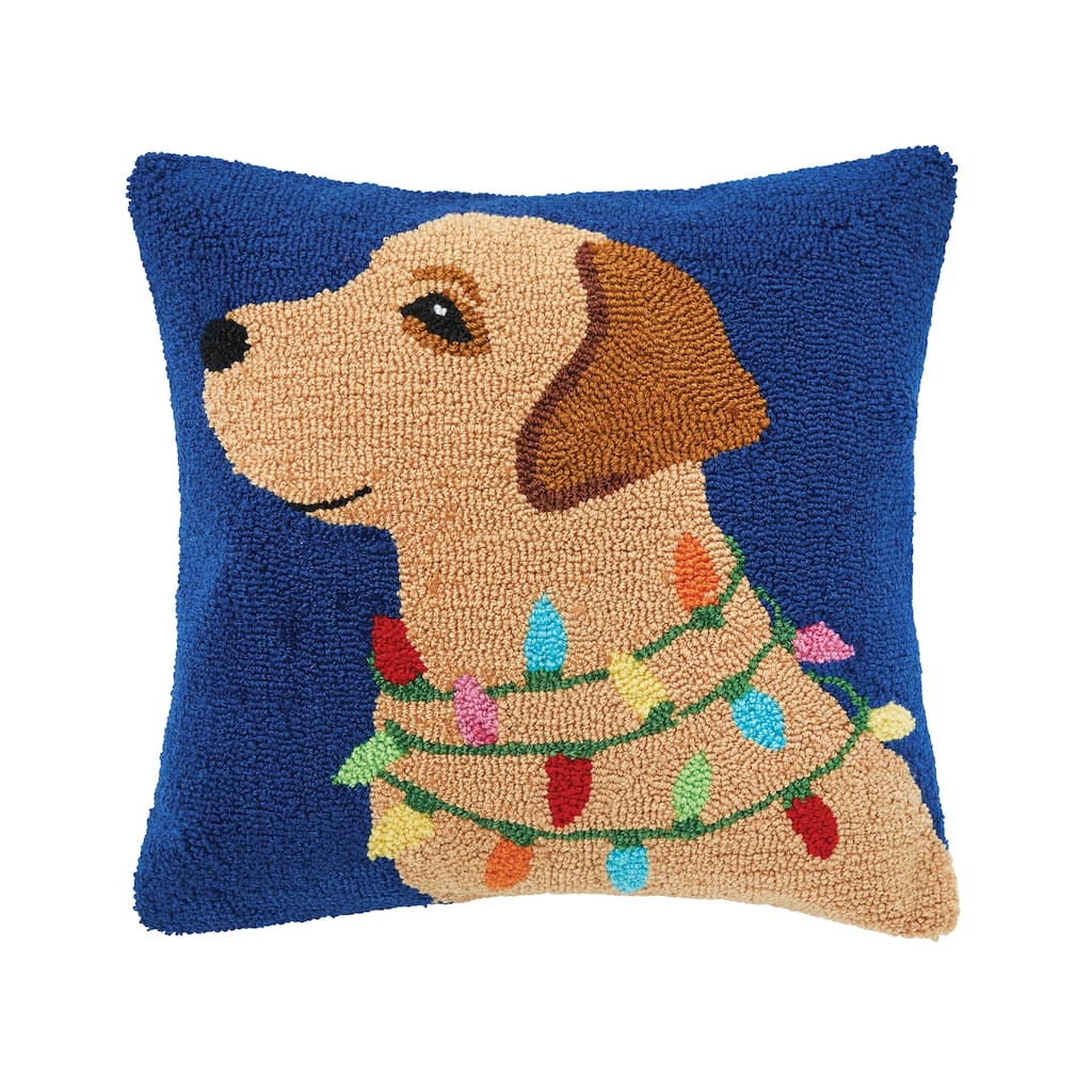 Lab & Lights Hooked Throw Pillow