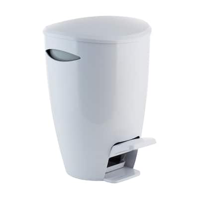 Bath Bliss 5L Contour Step Pedal Waste Bin in White - 7.9" x 7.9" x 11.8"