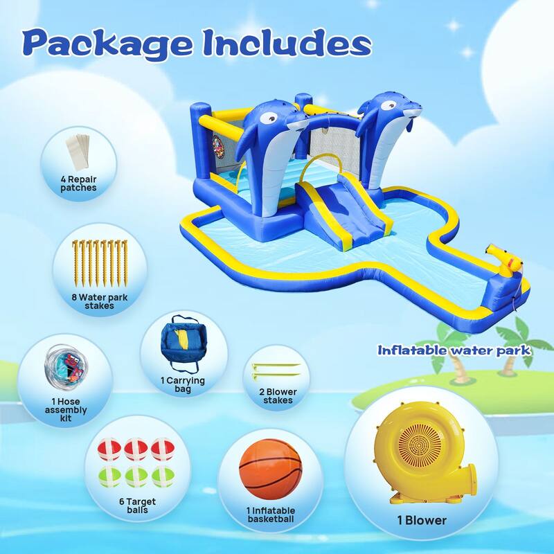 8 in1 Inflatable slide water park trampoline bouncing house outdoor garden