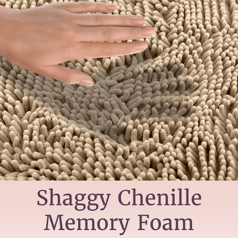 58x24-Inch Bathroom Runner with Non-Slip Backing - Absorbent High-Pile Chenille Memory Foam Bathroom Rug by Windsor Home