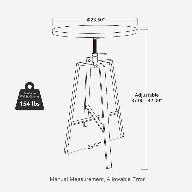 Glitzhome Farmhouse Elm Wood Top Steel Bar Stools Pub Table Set