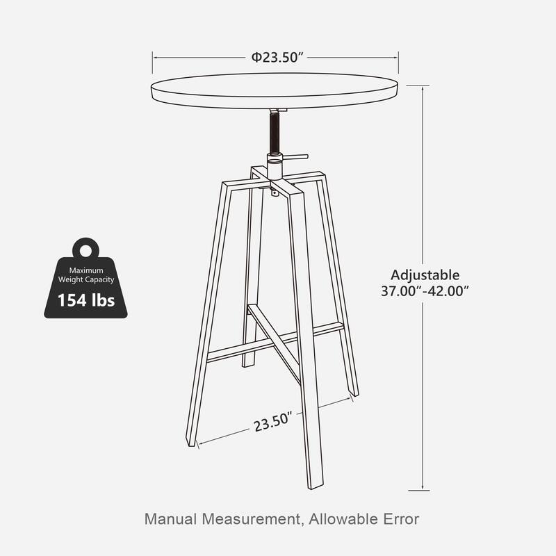 Glitzhome Set of 3 Height Adjustable Swivel Pub Table Bar Stools Set for Kichen Dining