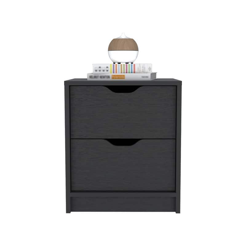 Nightstand Gandu, Two Drawers, Black Wengue Finish
