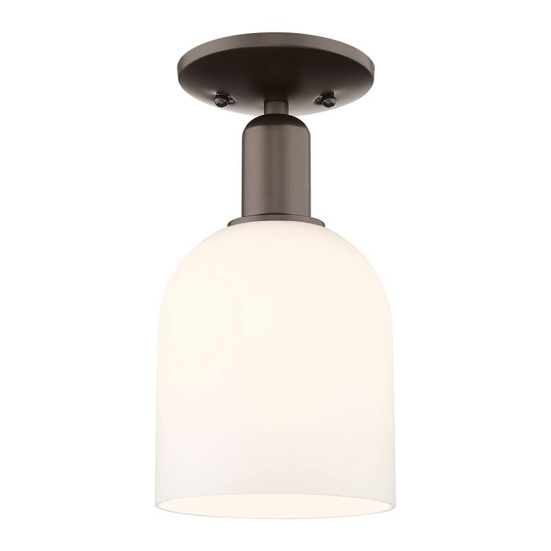 Innovations Lighting Endless Possibilities Arcadia - Bella - 1 Light 6" Semi-Flush Mount - Oil Rubbed Bronze/White