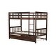 preview thumbnail 9 of 7, Espresso Twin Rubber Wood Bunk Bed with Trundle & Guardrails