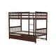 preview thumbnail 18 of 34, Twin over Twin Rubber Wood Bunk Bed with Trundle, Ladder and Safety Guardrails