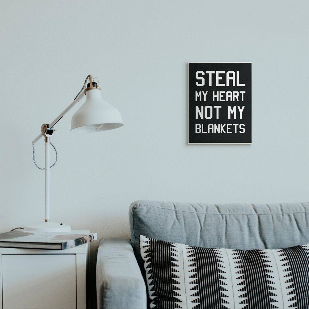 Stupell Steal Hearts Not Blankets Motivational Romance Phrase Wood Wall