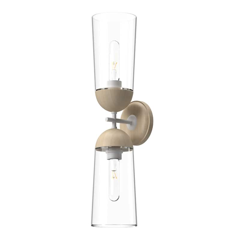 Alora Lighting WV542226 Emil 2 Light 23" Tall Wall Sconce - White / White Oak