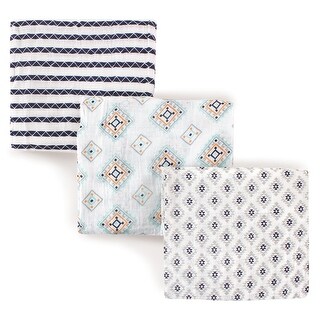 Hudson Baby Infant Boy Cotton Muslin Swaddle Blankets, Aztec, One Size - Aztec - 3-Pack