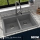 preview thumbnail 17 of 74, Karran 33" Top Mount Double Equal Bowl Quartz Kitchen Sink Kit - 33" x 22" x 9"