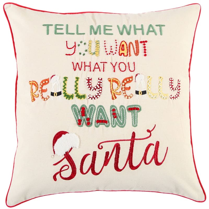 Ivory Red Cheeky Santa Sentiment Throw Pillow - Bed Bath & Beyond ...