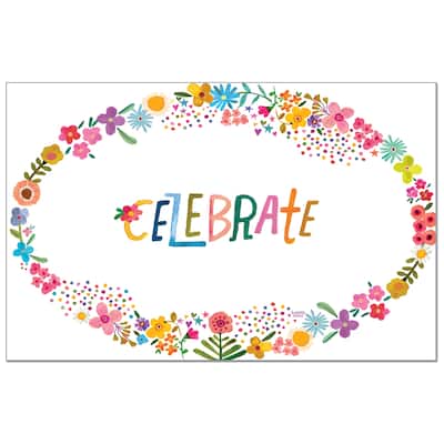 Celebrate Floral 24 Sheet Reusable Premium Paper Stock Placemats in Resealable Storage Bag Made in The USA 17" x 11"