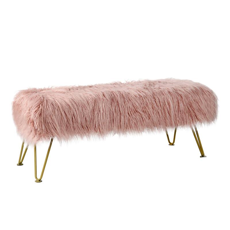 Home Soft Things Mongolian Ottoman Bench with Gold Metal Legs