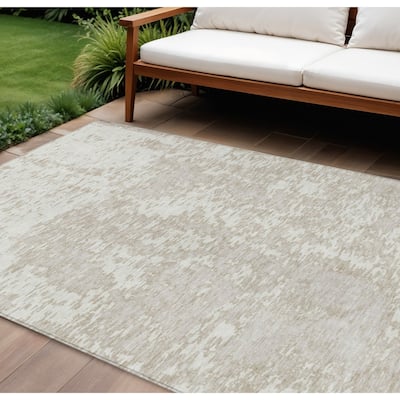 HomeRoots Abstract Transitional Rectangle Outdoor Rug