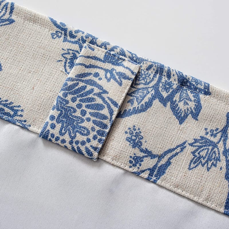 DriftAway Freda Jacobean Floral Linen Blend Lined Blackout Back Tabs Window Curtains
