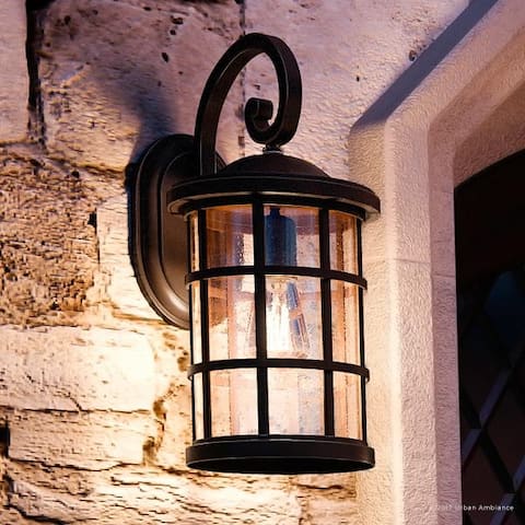 Luxury Craftsman Outdoor Wall Light, 17.75"H x 10"W, with Tudor Style, Wrought Iron Design, Parisian Bronze Finish
