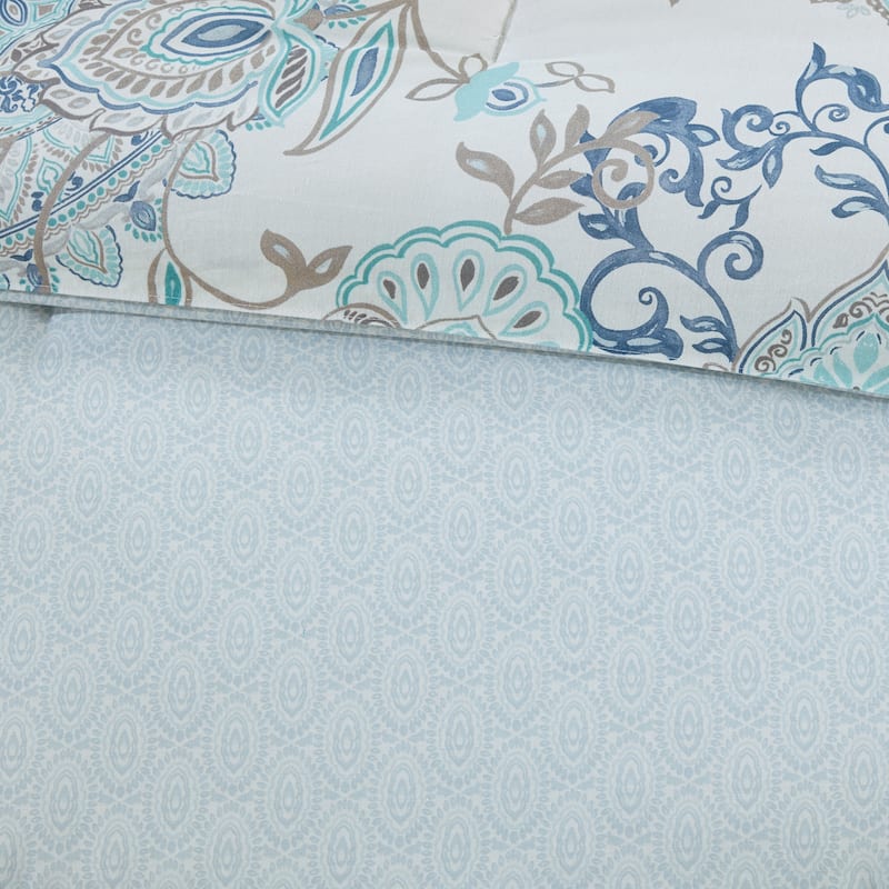 Madison Park Loleta 8 Piece Cotton Floral Printed Reversible Comforter Set