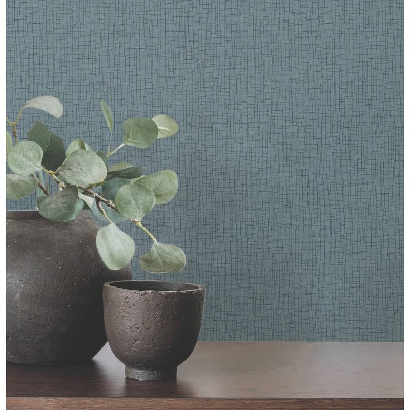 Warner Aden Blue Linear Abstract Wallpaper