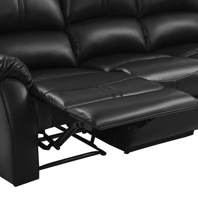 Manual Recliner,Faux Leather Reclining Sofa Set, 3-Seater Reclining Sofas For Living Room - 80.7"W X 37.4"D X 39.8"H
