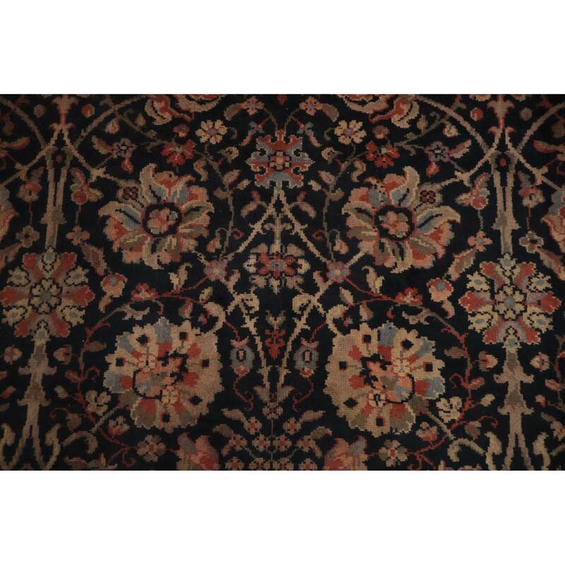 Hand Knotted Oriental 100% Wool Carpet Traditional All-Over Navy Blue & Blues Mahal Area Rug - 13' 9'' X 12' 4''